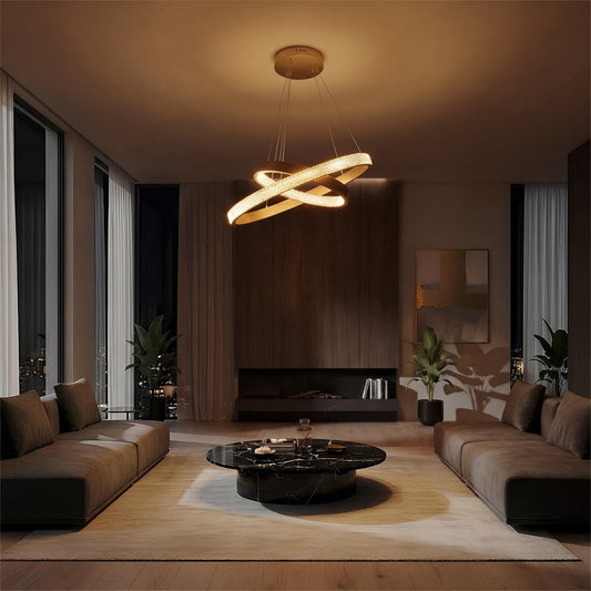 DIAMOND KLV-101-0236-V2 Κρεμαστό Φωτιστικό Οροφής LED 75W 7500lm 360° AC 220-240V IP20 Ρυθμιζόμενο Λευκό CCT με Χειριστήριο από 2700K έως 6000K Dimmable - Lumileds SMD Chip - Χρυσό Πλατίνα - Μ60 x Π60 x Υ40