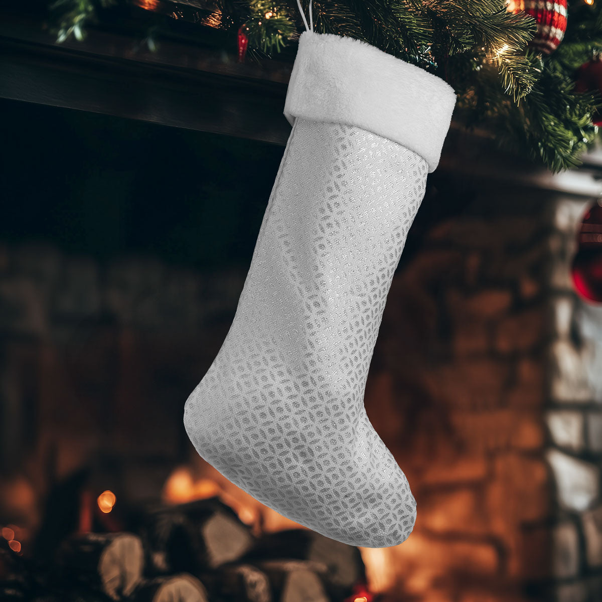 Κάλτσα Ζακάρ Εκρού-Ασημί 50x30εκ