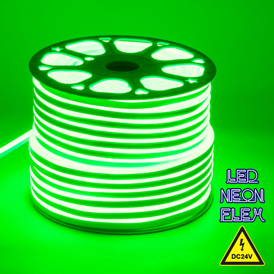 70564 OVALE 120° Degree Neon Flex Epistar LED SMD 2835 1m 12W/m 120LED/m 1212lm/m 120° DC 24V Αδιάβροχη IP68 Πράσινο Dimmable