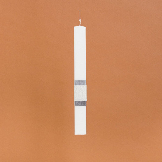 Λαμπάδα Στολισμένη Ασημί Δαχτυλίδι σε Συσκευασία Δώρου