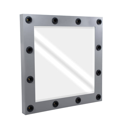 MAKEUP MIRROR-80x80-6 Μοντέρνος Καθρέπτης Μακιγιάζ με Πλαίσιο Φυσικού Ξύλου με Διακόπτη On/Off 12 x E27 AC220-240V - Μ80 x Π7 x Υ80cm - Γκρι Ανθρακί