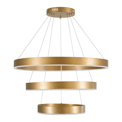 VENOM TRIO 61190-DECO Κρεμαστό Φωτιστικό Δαχτυλίδι-Κύκλος LED CCT 120W 14158lm 120° AC 220-240V - Εναλλαγή Φωτισμού μέσω Τηλεχειριστηρίου All In One Ψυχρό 6000K+Φυσικό 4500K+Θερμό 2700K Dimmable Φ40+60+80cm - Χρυσό Βούρτσας