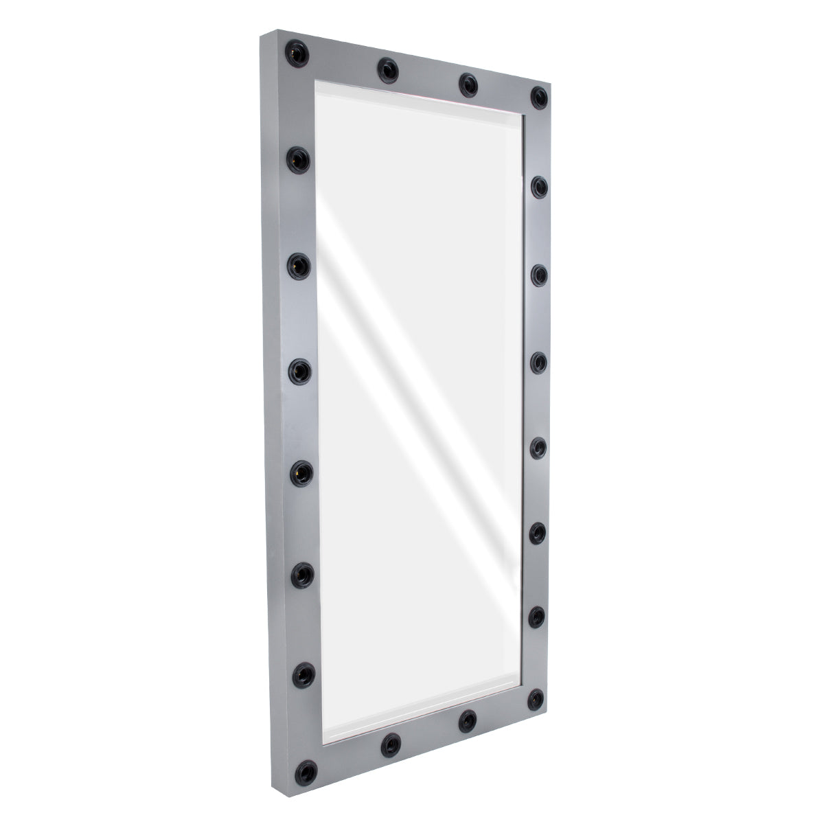 MAKEUP MIRROR-160x80-6 Μοντέρνος Καθρέπτης Μακιγιάζ με Πλαίσιο Φυσικού Ξύλου με Διακόπτη On/Off 20 x E27 AC220-240V - Μ80 x Π7 x Υ160cm - Γκρι Ανθρακί