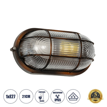 BOATLIGHT 61622 Vintage Φωτιστικό Καραβοχελώνα Τοίχου - Απλίκα με Ντουί 1 x E27 AC 220-240V Αδιάβροχο IP65 - Χάλκινο Παλαιωμένο Εφέ Σκουριάς Ματ - Μ21 x Π10.4 x Υ9