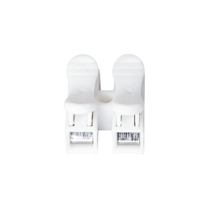 FAST-CONNECT 69905 Διπλή Κλέμα Ταχείας Σύνδεσης & Διακλάδωσης Καλωδίων - 2 x Είσοδοι & 2 x Έξοδοι με Συμβατή Διατομή Καλωδίων 0.2mm² έως 1mm² - 250V 2A Max - Μ2 x Π1.7 x Υ1.3cm - Λευκό - Πακέτο 20 Τεμαχίων