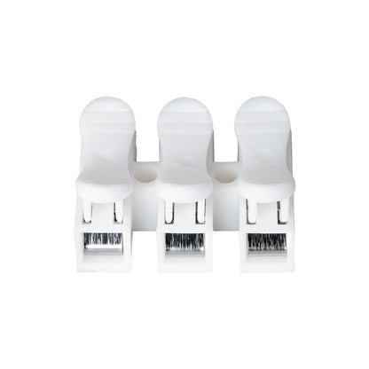 FAST-CONNECT 69906 Τριπλή Κλέμα Ταχείας Σύνδεσης & Διακλάδωσης Καλωδίων - 3 x Είσοδοι & 3 x Έξοδοι με Συμβατή Διατομή Καλωδίων 0.2mm² έως 1mm² - 250V 2A Max - Μ2 x Π2.7 x Υ1.9cm - Λευκό - Πακέτο 20 Τεμαχίων