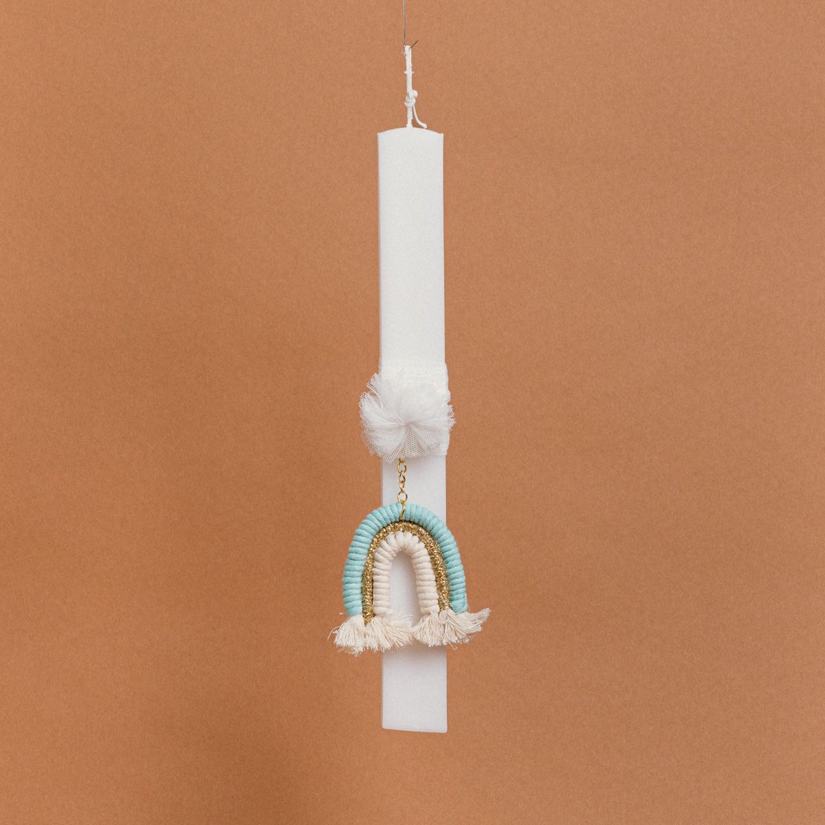 Λαμπάδα Στολισμένη Ουράνιο Τόξο Βεραμάν Χρυσό σε Συσκευασία Δώρου