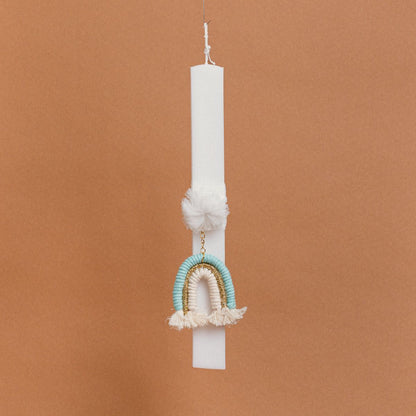 Λαμπάδα Στολισμένη Ουράνιο Τόξο Βεραμάν Χρυσό σε Συσκευασία Δώρου