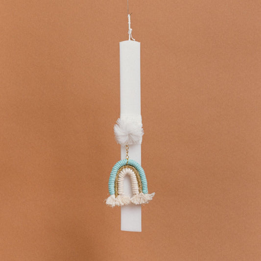 Λαμπάδα Στολισμένη Ουράνιο Τόξο Βεραμάν Χρυσό σε Συσκευασία Δώρου