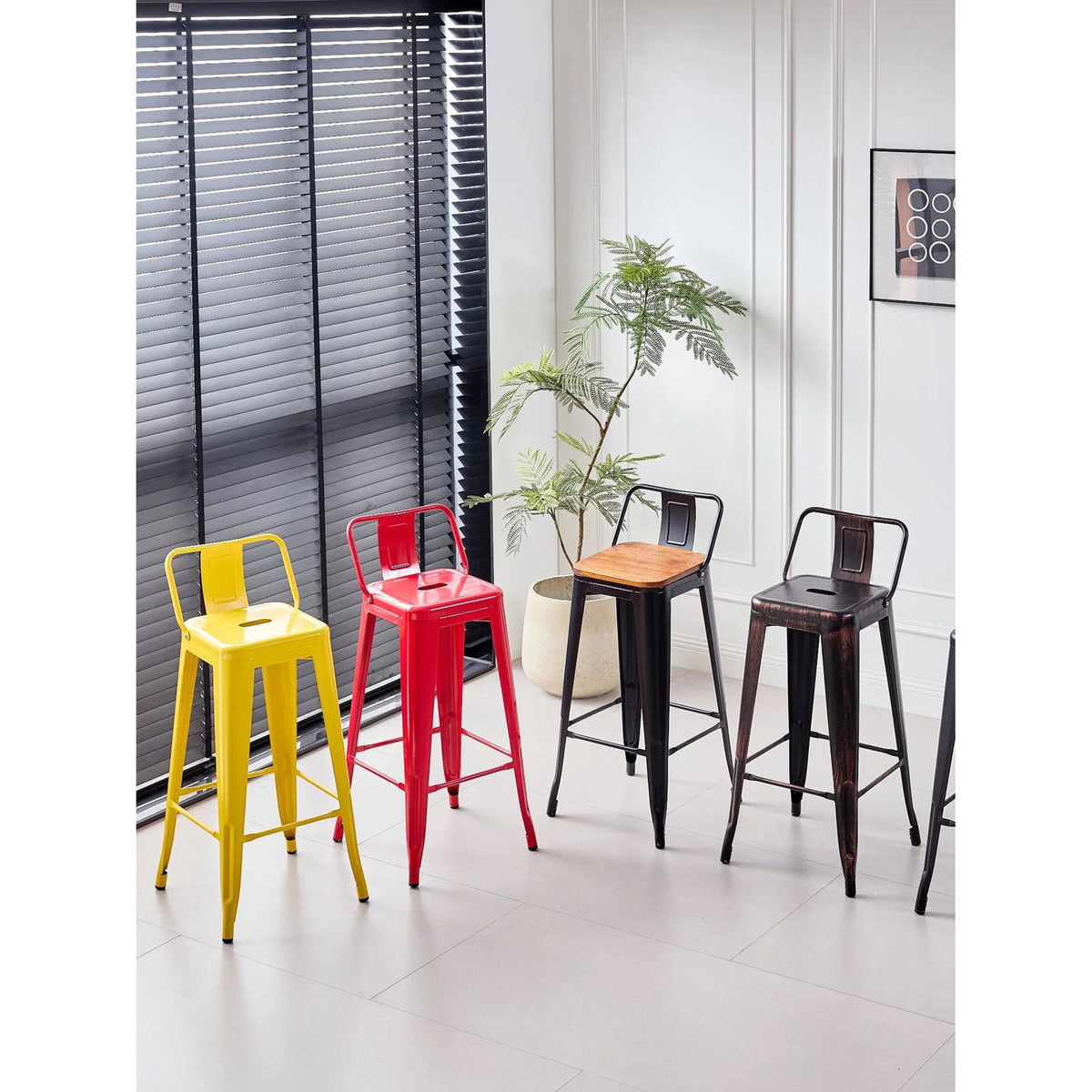 Σκαμπό Μπαρ Lirex με Πλάτη Κόκκινο 41x39.5x93
