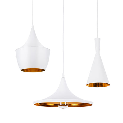 SHANGHAI 01026 Μοντέρνο Κρεμαστό Φωτιστικό Οροφής με Ντουί 3 x E27 AC 220-240V IP20 - Λευκό & Χρυσό - Μ79.5 x Π79.5 x Υ38 - Σετ 3 Τεμαχίων