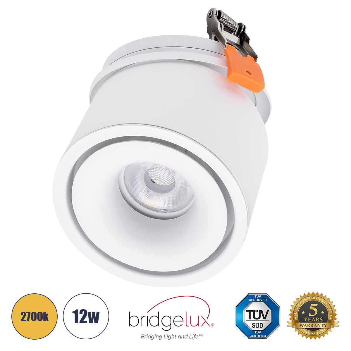 OMEGA-R 60295 Χωνευτό LED Spot Downlight TrimLess Φ10cm 12W 1500lm 36° AC 220-240V IP20 Φ10 x Υ8.2cm - Στρόγγυλο - Λευκό - Θερμό Λευκό 2700K - Bridgelux COB