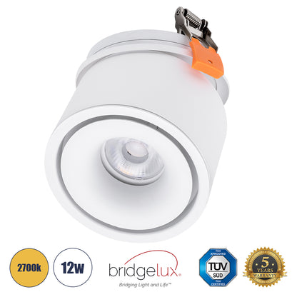 OMEGA-R 60295 Χωνευτό LED Spot Downlight TrimLess Φ10cm 12W 1500lm 36° AC 220-240V IP20 Φ10 x Υ8.2cm - Στρόγγυλο - Λευκό - Θερμό Λευκό 2700K - Bridgelux COB