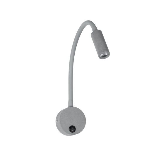GOOSE 61689 Φωτιστικό Τοίχου - Απλίκα LED 3W 300lm 36° AC 220-240V IP20 - Reading Light - Θερμό Λευκό 2700K Γκρι Αλουμίνιο - Μ6.5 x Π22.5 x Υ23cm