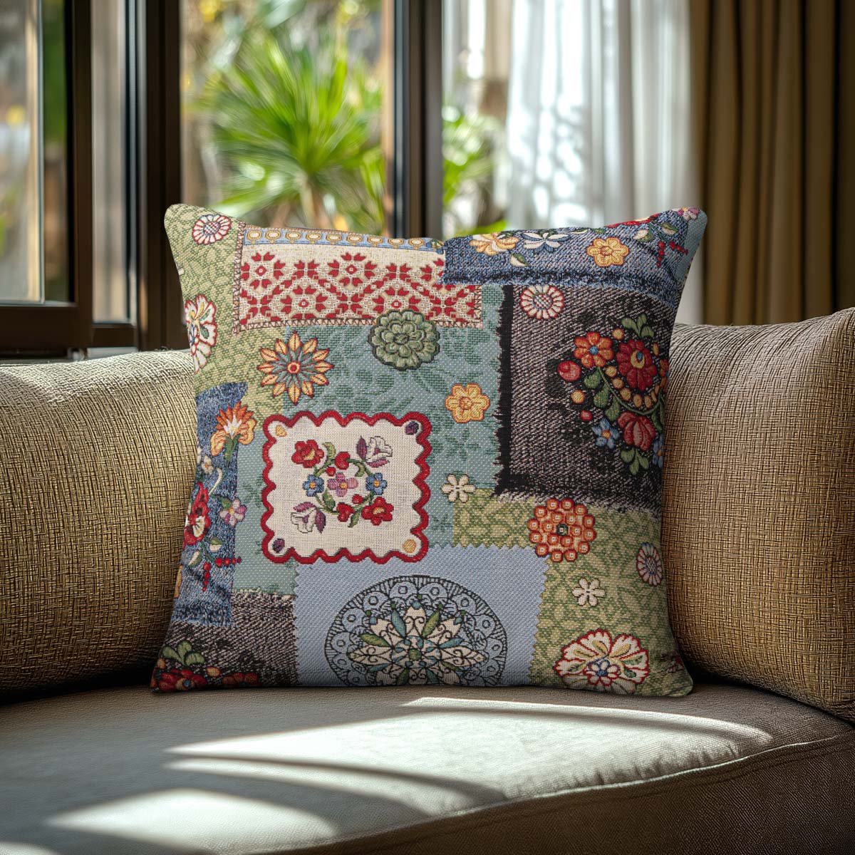 Μαξιλαροθήκη Folklore Jeans Patch 40x40εκ