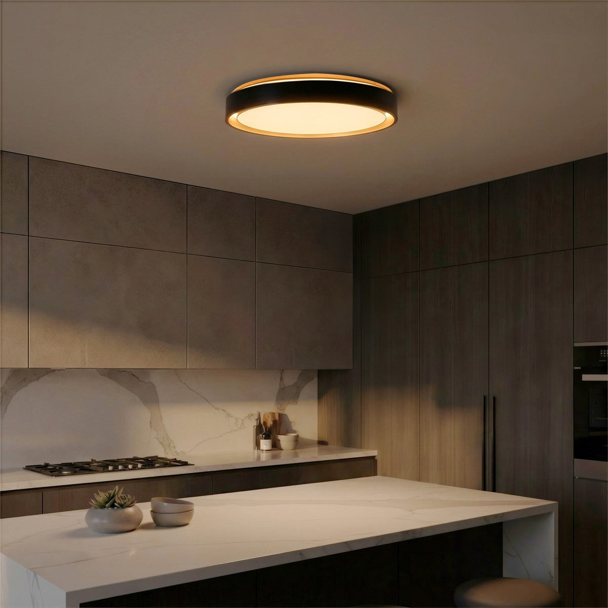 BARCHETTA KLV-101-0266-V2 Φωτιστικό Οροφής LED 72W 7200lm 120° AC 220-240V IP20 Ρυθμιζόμενο Λευκό CCT με Χειριστήριο από 2700K έως 6000K Dimmable - Lumileds SMD Chip - Μαύρο & Σαμπανιζέ Χρυσό Ματ - Μ48 x Π48 x Υ8.2