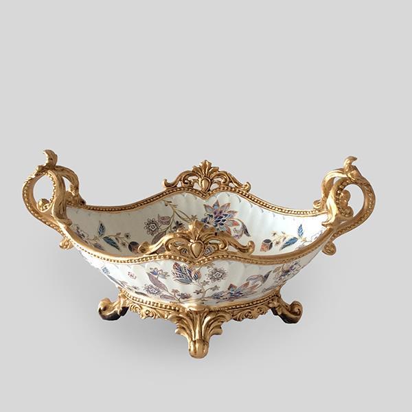 ΚΟΥΠ ΠΟΡΣΕΛΑΝΙΝΟ ΜΕ ΠΟΛΥΡΕΖΙΝ ΛΕΥΚΟ - ΧΡΥΣΟ ΜΕ ΛΟΥΛΟΥΔΙΑ 41x27x21.5