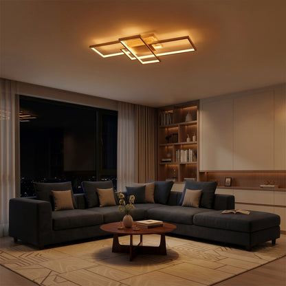 QUADRA KLV-101-0295 Φωτιστικό Οροφής LED 100W 10000lm 120° AC 220-240V IP20 Ρυθμιζόμενο Λευκό CCT με Χειριστήριο από 2700K έως 6000K Dimmable - Lumileds SMD Chip - Σαμπανιζέ Χρυσό Ματ - Μ85 x Π45 x Υ9