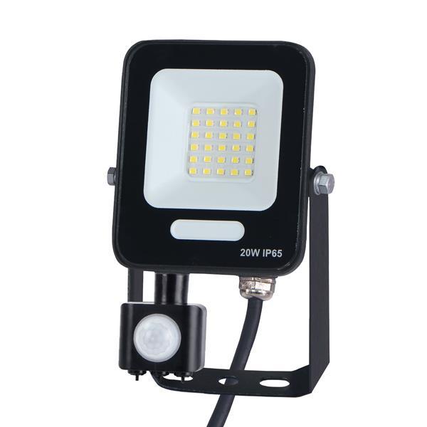 ΠΡΟΒΟΛΕΑΣ LED 20W SMD ΜΕ ΠΕΡΙΣΤΡΕΦΟΜΕΝΟ ΑΝΙΧΝΕΥΤΗ ΚΙΝΗΣΗΣ ΜΑΥΡΟΣ IP54 6500K PLUS