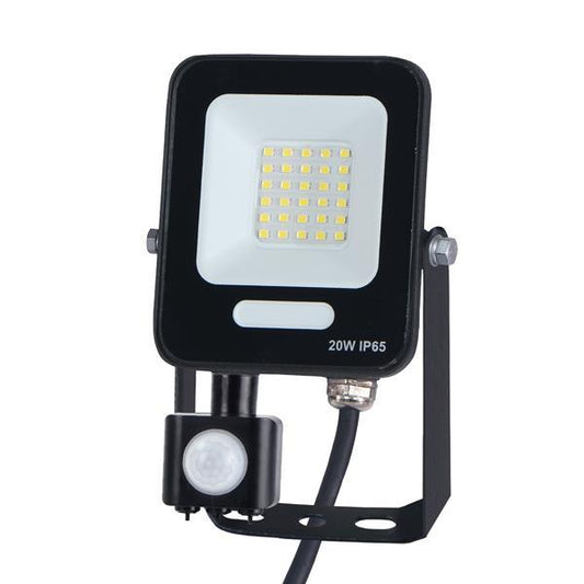ΠΡΟΒΟΛΕΑΣ LED 20W SMD ΜΕ ΠΕΡΙΣΤΡΕΦΟΜΕΝΟ ΑΝΙΧΝΕΥΤΗ ΚΙΝΗΣΗΣ ΜΑΥΡΟΣ IP54 6500K PLUS