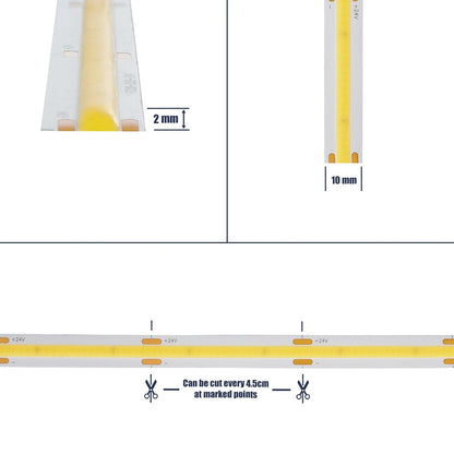 BEE 70350 Ταινία LED 10W/m 1100lm/m 120° DC 24V IP20 528 x COB Chip/m Ψυχρό Λευκό 6000K Dimmable - Sanan COB Chip - Μ500 x Π1 x Υ0.2cm - Ρολό 5 Μέτρων