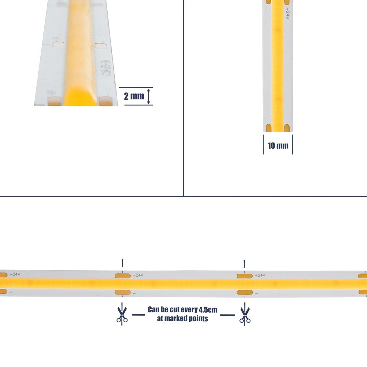 BEE 70351 Ταινία LED 10W/m 1000lm/m 120° DC 24V IP20 528 x COB Chip/m Φυσικό Λευκό 4500K Dimmable - Sanan COB Chip - Μ500 x Π1 x Υ0.2cm - Ρολό 5 Μέτρων