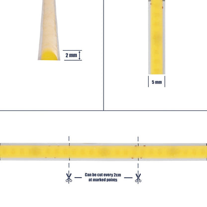 BEE 70355 Ταινία LED 9W/m 990lm/m 120° DC 24V IP20 384 x COB Chip/m Ψυχρό Λευκό 6000K Dimmable - Sanan COB Chip - Μ500 x Π0.5 x Υ0.2cm - Ρολό 5 Μέτρων