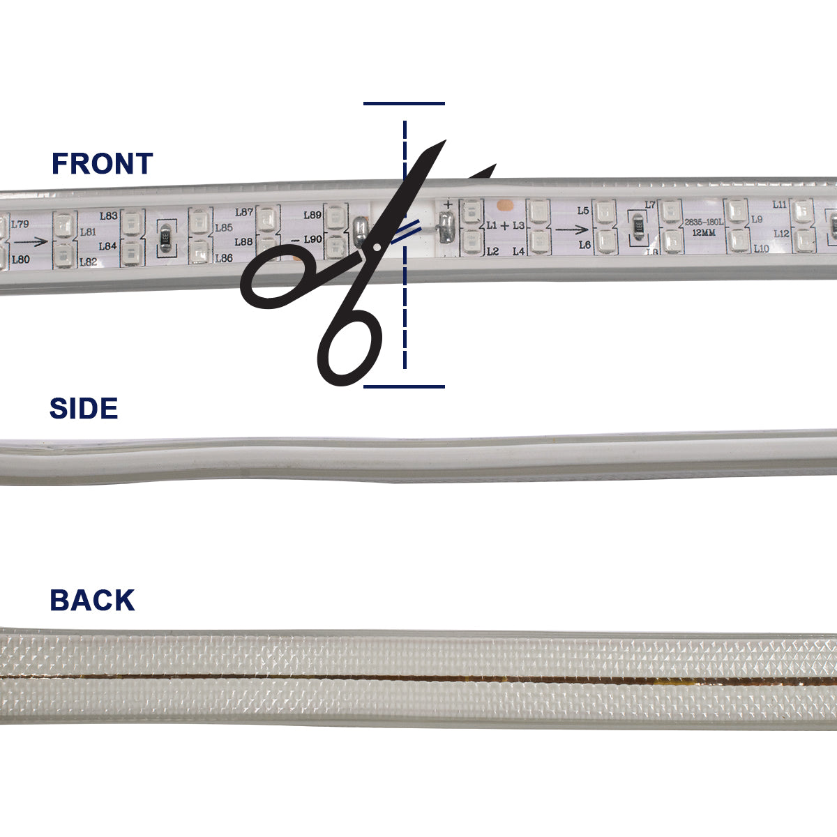 70516 Wide Ταινία Διπλής Σειράς Epistar LED SMD 2835 1m 24W/m 180LED/m 3144lm/m 120° DC 230V Αδιάβροχη IP68 Μπλε Dimmable