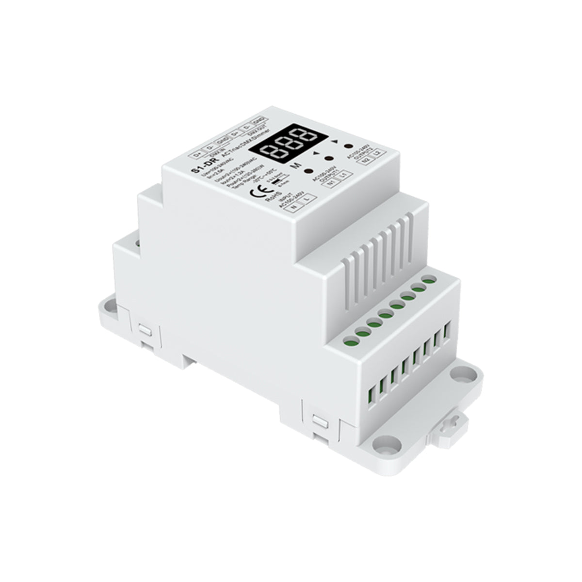 70670 S1-DR SKYDANCE AC Triac DMX Dimmer Din Rail Ράγας 2 Καναλιών AC 100-240V 2 x 1.5A 360W - Max 3A 720W - IP20 DMX512 Μ11.5 x Π5 x Υ6.5cm