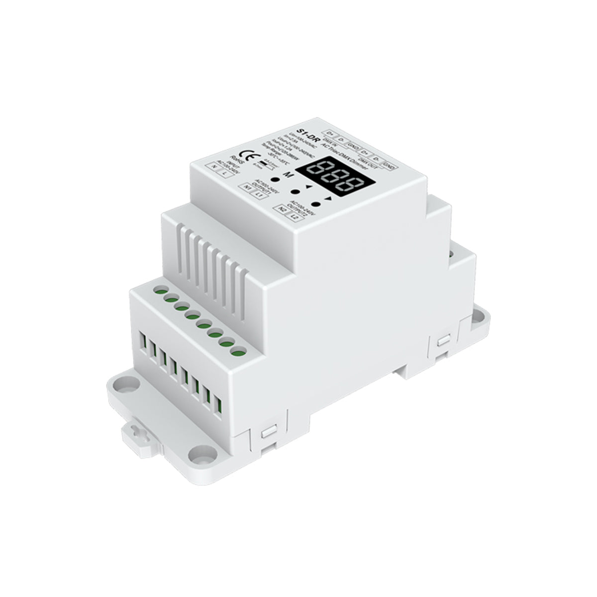 70670 S1-DR SKYDANCE AC Triac DMX Dimmer Din Rail Ράγας 2 Καναλιών AC 100-240V 2 x 1.5A 360W - Max 3A 720W - IP20 DMX512 Μ11.5 x Π5 x Υ6.5cm