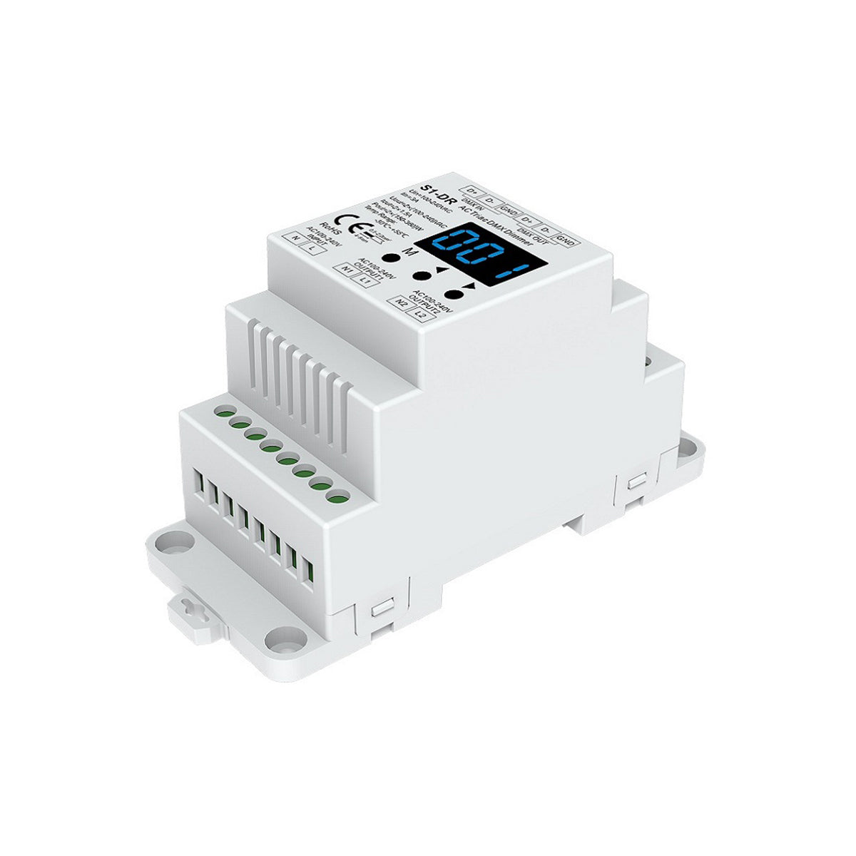 70670 S1-DR SKYDANCE AC Triac DMX Dimmer Din Rail Ράγας 2 Καναλιών AC 100-240V 2 x 1.5A 360W - Max 3A 720W - IP20 DMX512 Μ11.5 x Π5 x Υ6.5cm