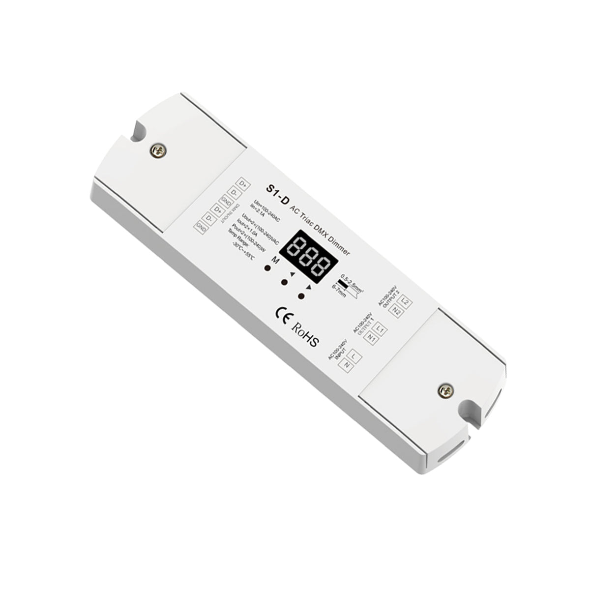 SKYDANCE-S1-D 70671 AC Trailing Edge DMX Dimmer με 2 x 1A 240W Κανάλια AC 220-240V 2A 480W Max IP20 - DMX512 & RDM - Μ16.7 x Π5 x Υ2.4