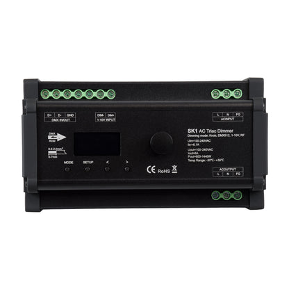 70674 SK1 SKYDANCE AC Triac DMX Dimmer Din Rail Ράγας 1 Καναλιού AC 100-240V 1 x 6A 1440W - Max 6A 1440W - IP20 DMX512 Μ16.8 x Π9.3 x Υ8cm