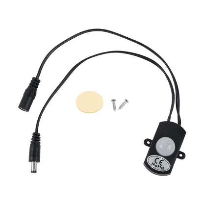 70693 Mini Αισθητήρας Modular με Καλώδιο In-Out 5.5*2.1 & PIR Ανιχνευτή-Αισθητήρα Κίνησης 360° 3m Motion Sensor 30 sec Delay DC 12-24V Max 144W Μ30 x Π4 x Υ2.3cm