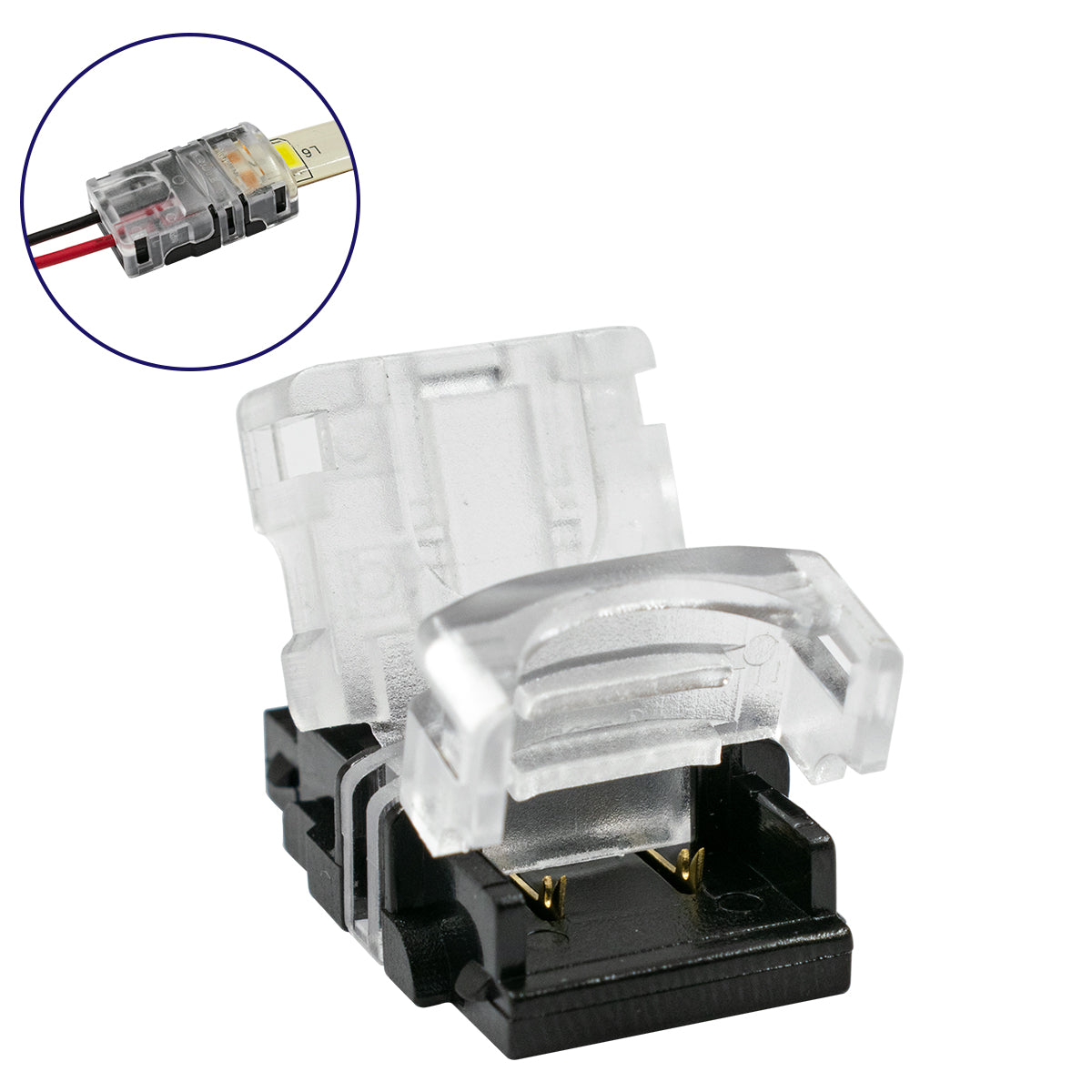 STRIPART 70720 Ενωτικός Ταχυσύνδεσμος για Μονόχρωμη Ταινία LED 2Pin 10mm σε Καλώδιο Τροφοδοσίας 2Pin Αδιάβροχο IP65 - Μ1.5 x Π2.4 x Υ0.8