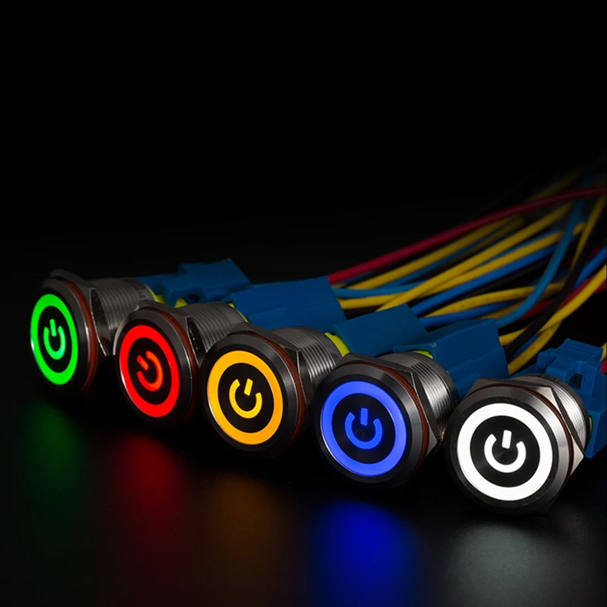 70774 LED Φωτιζόμενος Διακόπτης Χωνευτός - Μπουτόν On/Off Ανοξείδωτος AC 220-240V Αδιάβροχο IP67 Φ18mm με Angel Eye Πορτοκαλί