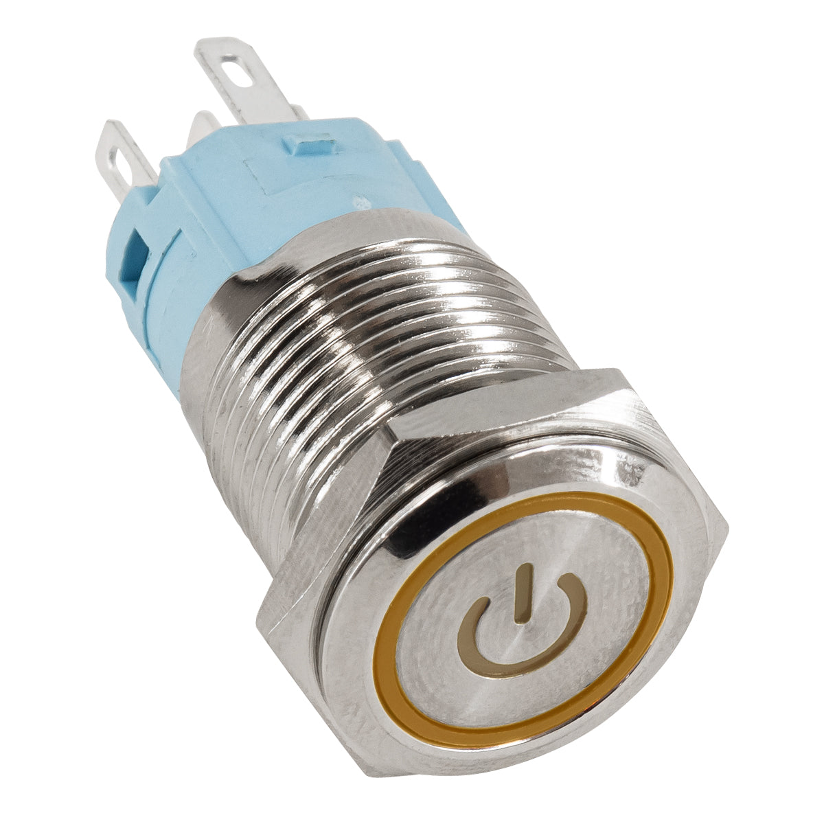 70774 LED Φωτιζόμενος Διακόπτης Χωνευτός - Μπουτόν On/Off Ανοξείδωτος AC 220-240V Αδιάβροχο IP67 Φ18mm με Angel Eye Πορτοκαλί