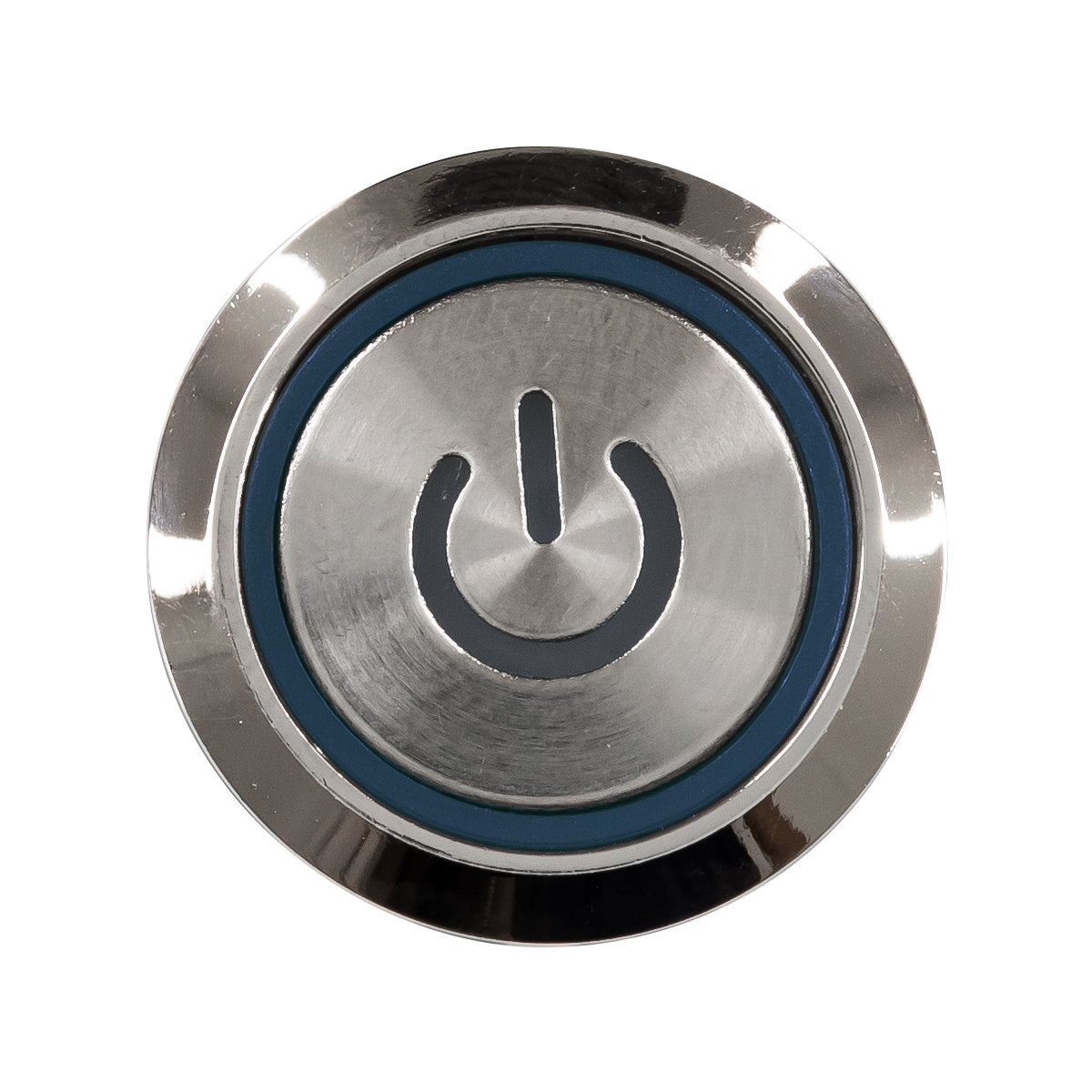 70783 LED Φωτιζόμενος Διακόπτης Χωνευτός - Μπουτόν On/Off Ανοξείδωτος DC 12V με Angel Eye Αδιάβροχο Φ18mm IP67 Μπλε