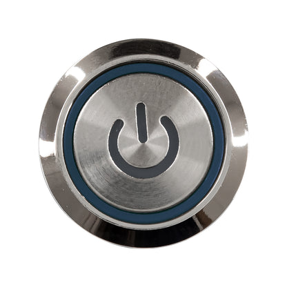 70783 LED Φωτιζόμενος Διακόπτης Χωνευτός - Μπουτόν On/Off Ανοξείδωτος DC 12V με Angel Eye Αδιάβροχο Φ18mm IP67 Μπλε