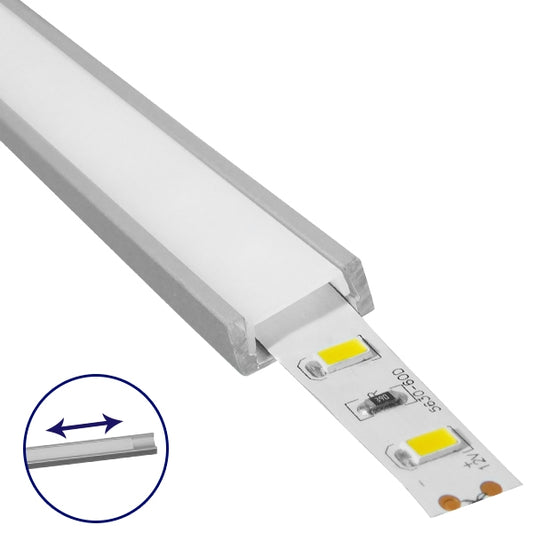 SURFACE-PROFILE 70801-1M Προφίλ Αλουμινίου - Βάση & Ψύκτρα Ταινίας LED με Λευκό Γαλακτερό Κάλυμμα - Επιφανειακή Χρήση - Συρόμενο Κάλυμμα - Ασημί - 1 Μέτρο - Μ100 x Π1.6 x Υ0.6cm