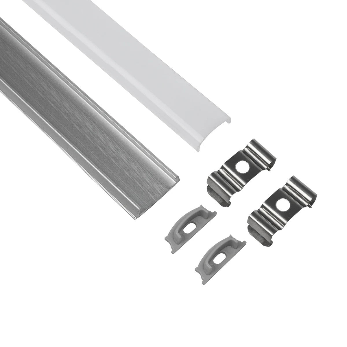 ALP-LINEAR CURBARIO 70802-1M Επιφανειακό Εύκαμπτο Προφίλ Αλουμινίου με Λευκό Γαλακτερό Πατητό Κάλυμμα για Ταινίες LED IP20 - Ασημί & Λευκό - Μ100 x Π1.8 x Υ0.5