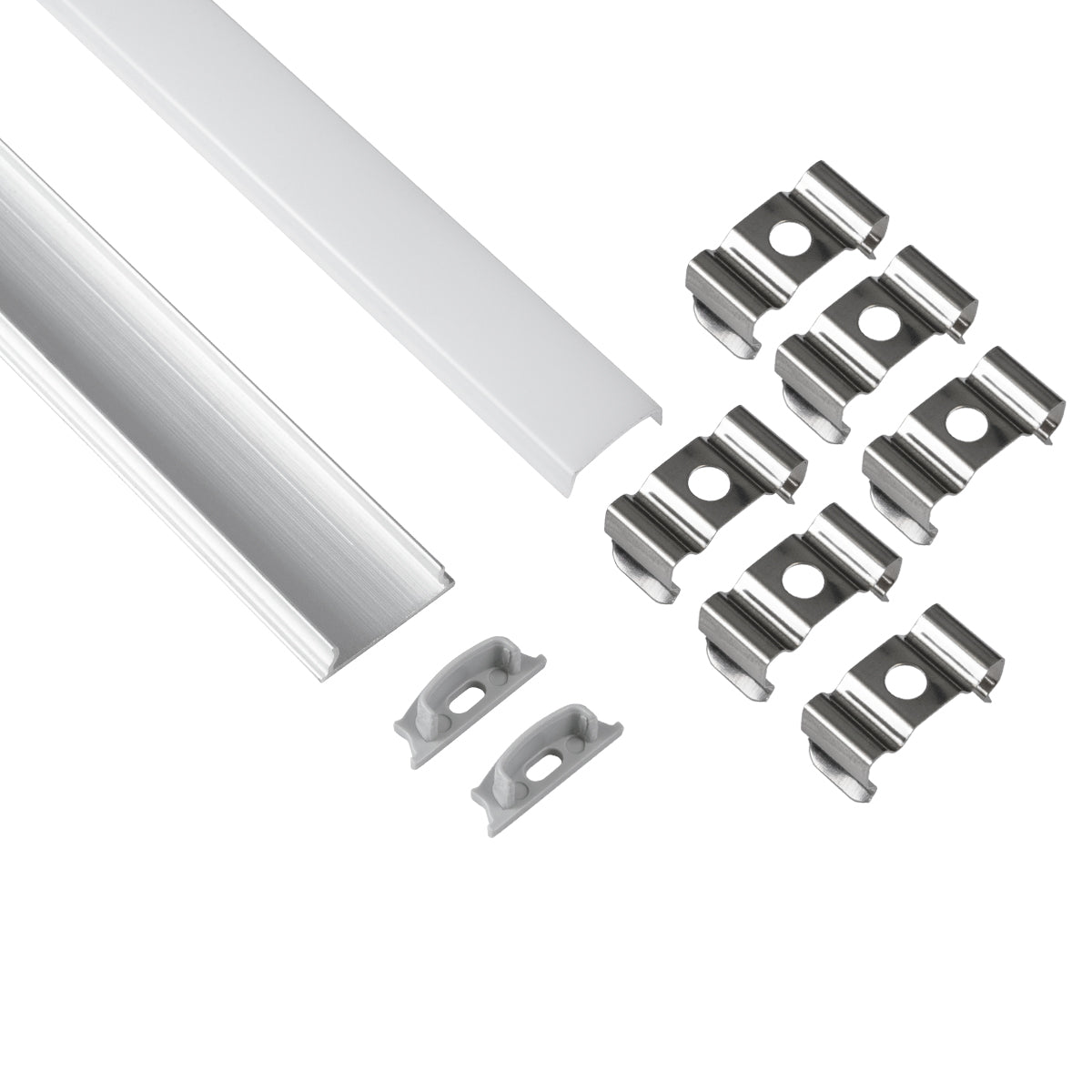 CURVED-PROFILE 70802-3M Προφίλ Αλουμινίου - Βάση & Ψύκτρα Ταινίας LED με Λευκό Γαλακτερό Κάλυμμα - Επιφανειακή Χρήση - Εύκαμπτο με Δυνατότητα Κυρτής Τοποθέτησης - Πατητό Κάλυμμα - Ασημί - 3 Μέτρα - Πακέτο 5 Τεμαχίων - Μ300 x Π1.8 x Υ0.5cm