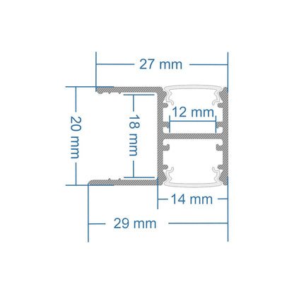 ALP-R-SHELF DODA 70814-1M Χωνευτό Προφίλ Αλουμινίου Ειδικό για Φωτισμό Ραφιού 18mm με Λευκό Γαλακτερό Πατητό Κάλυμμα για Ταινίες LED IP20 - Ασημί & Λευκό - Μ100 x Π1.5 x Υ2