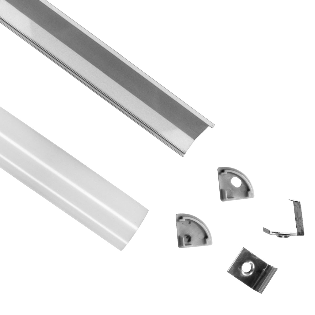 ALP-CORNER LINEO 70815-2M Επιφανειακό Γωνιακό Προφίλ Αλουμινίου με Λευκό Γαλακτερό Πατητό Κάλυμμα για Ταινίες LED IP20 - Ασημί & Λευκό - Μ200 x Π1.6 x Υ1.6 - Πακέτο 5 Τεμαχίων