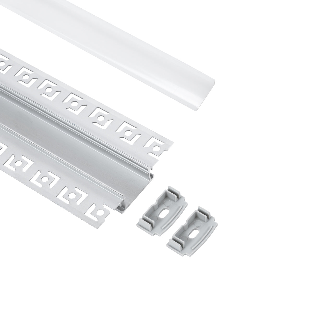 ALP-PLASTERIN GYPSO 70819-2M Χωνευτό Προφίλ Αλουμινίου Ειδικό για Γυψοσανίδα με Λευκό Γαλακτερό Πατητό Κάλυμμα για Ταινίες LED IP20 - Ασημί & Λευκό - Μ200 x Π6.7 x Υ1.3 - Πακέτο 5 Τεμαχίων