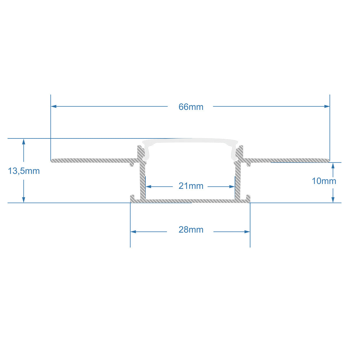 ALP-PLASTERIN GYPSO 70819-3M Χωνευτό Προφίλ Αλουμινίου Ειδικό για Γυψοσανίδα με Λευκό Γαλακτερό Πατητό Κάλυμμα για Ταινίες LED IP20 - Ασημί & Λευκό - Μ300 x Π6.7 x Υ1.3 - Πακέτο 5 Τεμαχίων