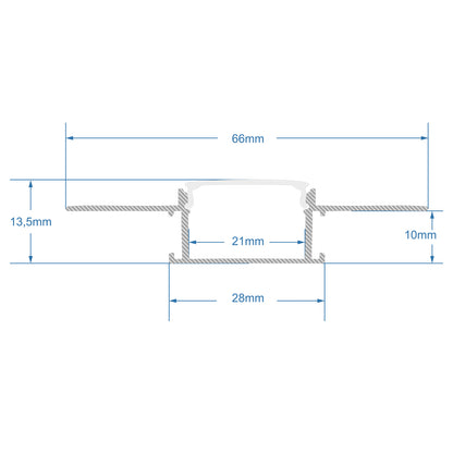 ALP-PLASTERIN GYPSO 70819-3M Χωνευτό Προφίλ Αλουμινίου Ειδικό για Γυψοσανίδα με Λευκό Γαλακτερό Πατητό Κάλυμμα για Ταινίες LED IP20 - Ασημί & Λευκό - Μ300 x Π6.7 x Υ1.3 - Πακέτο 5 Τεμαχίων