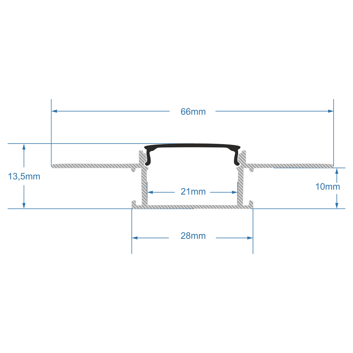 PLASTERBOARD-PROFILE 70820-3M Προφίλ Αλουμινίου - Βάση & Ψύκτρα Ταινίας LED με Μαύρο Φιμέ Κάλυμμα - Χωνευτή Χρήση σε Γυψοσανίδα - Trimless - Πατητό Κάλυμμα - Ασημί - 3 Μέτρα - Πακέτο 5 Τεμαχίων - Μ300 x Π6.7 x Υ1.4cm