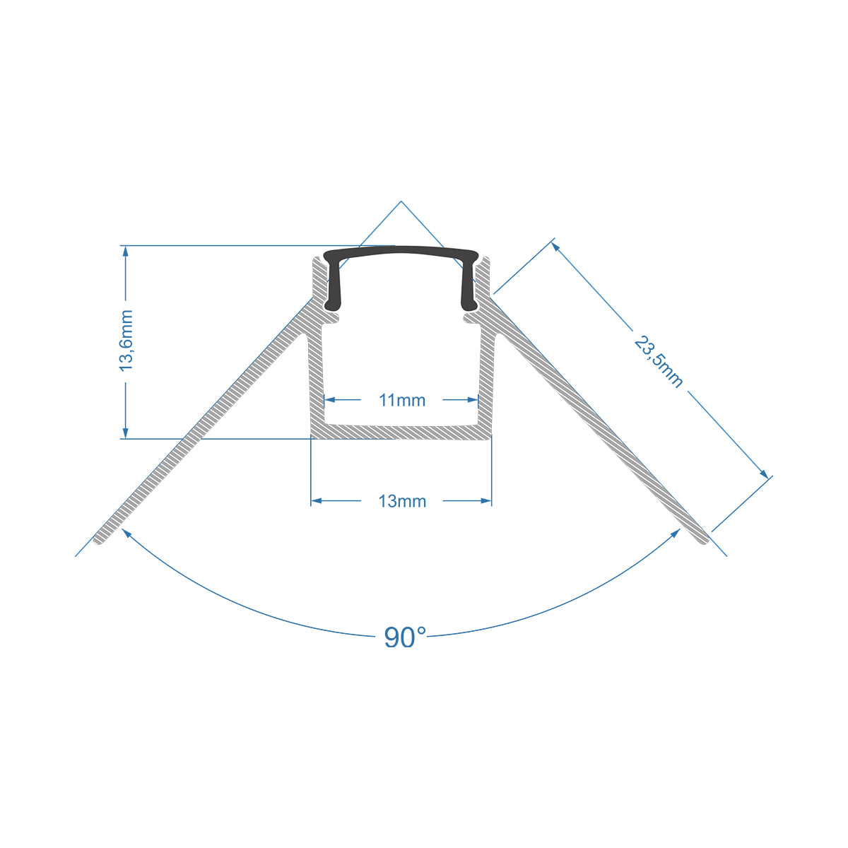 PLASTERBOARD-PROFILE 70822-3M Προφίλ Αλουμινίου - Βάση & Ψύκτρα Ταινίας LED με Μαύρο Φιμέ Κάλυμμα - Χωνευτή Γωνιακή Χρήση σε Εξωτερική Γωνία Γυψοσανίδας - Trimless - Πατητό Κάλυμμα - Ασημί - 3 Μέτρα - Πακέτο 5 Τεμαχίων - Μ300 x Π4.5 x Υ2cm