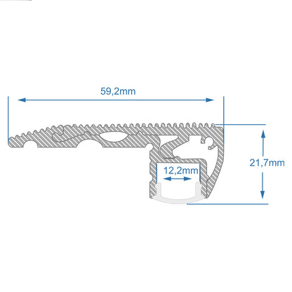 STAIR-PROFILE 70823-2M Προφίλ Αλουμινίου - Βάση & Ψύκτρα Ταινίας LED με Λευκό Γαλακτερό Κάλυμμα - Χρήση σε Σκαλοπάτια - Πατητό Κάλυμμα - Ασημί - 2 Μέτρα - Μ200 x Π6 x Υ2.1cm